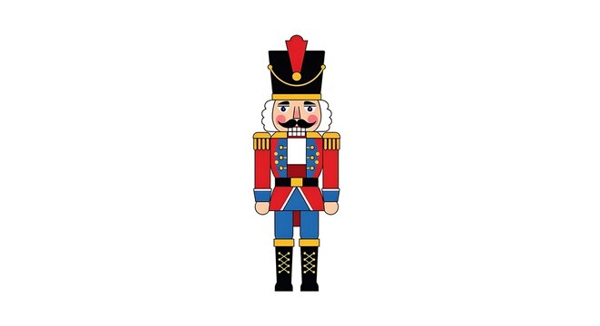 Traditional Christmas Nutcracker Soldier Figurine Vector Illustration Isolated on White Background
