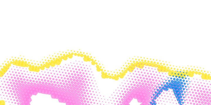 Colorful Halftone Dots Abstract Background With Pink, Yellow And Blue Pop Art Texture