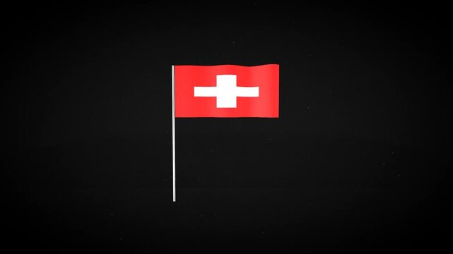 Swiss flags on black background