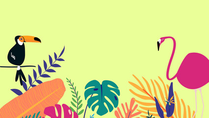 Colorful tropical botanical desktop wallpaper, green design © Rawpixel.com