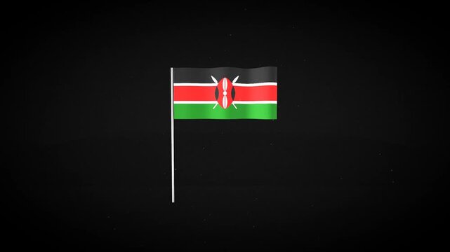 Three small flags of Kenya waving
