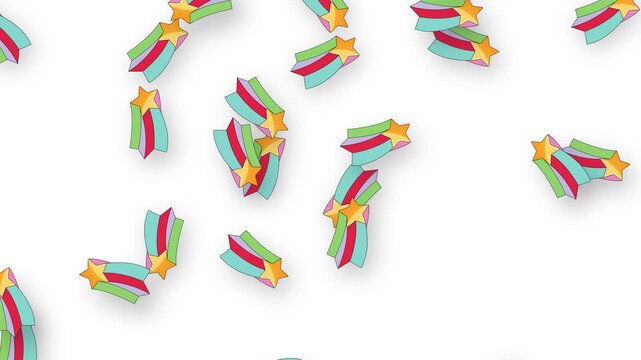 Retro Shooting Star Graphics Falling Against a Plain White Background