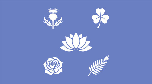 National Floral Emblem Icons Representing Iconic World Botanical Symbols