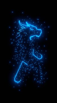 A minimalist silhouette icon of a businessman is associated with a dragon. A dragon as symbol of power and authority. The union of man and animal.
