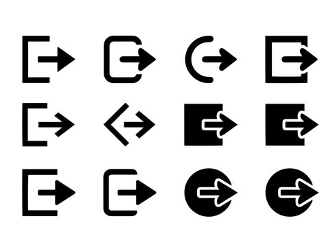 Login logout icon set sign in exit arrow button interface vector