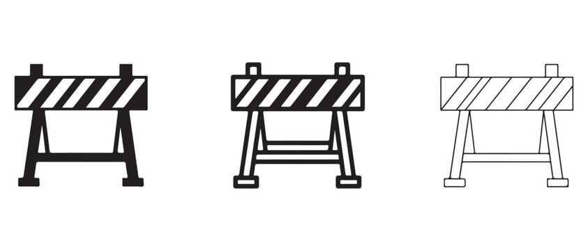 construction barricades in different line styles for design and illustration purposes  roadblock signs for warning and diversion
