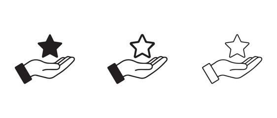 Fototapeta premium Star rating icons with hand rating symbols feedback icons review stars