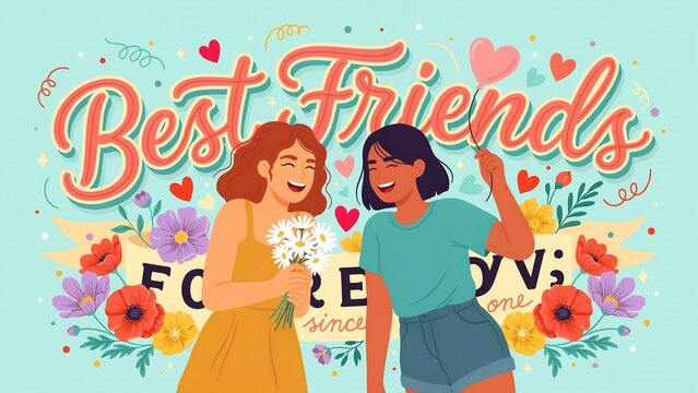 Two best friends celebrating together happily
