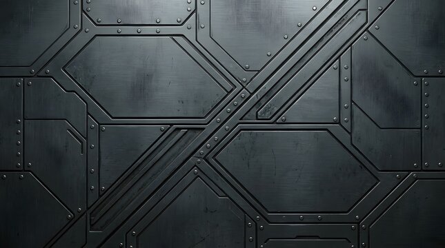 Futuristic spaceship panel texture with geometric seams and rivet details