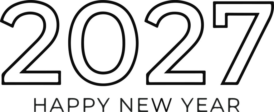 Bold 2027 new year line art modern typography for celebrations