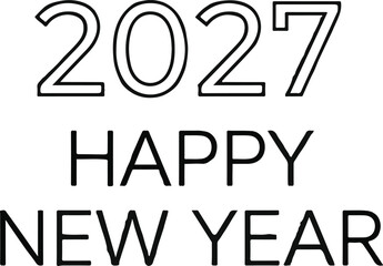 Bold 2027 happy new year typography black and white design © MDAZHAR