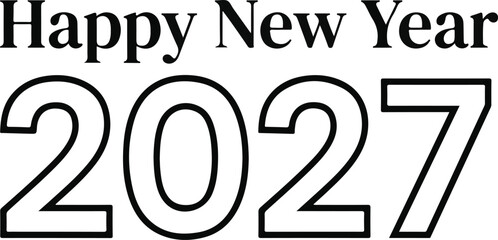 Happy new year 2027 black and white typography design © MDAZHAR