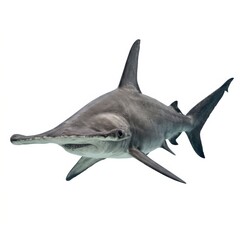 Fototapeta premium Realistic Hammerhead Shark Illustration Isolated on White Background.