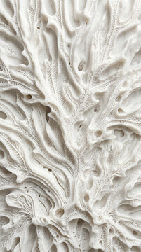 White coral fluid branches texture, elegant ivory organic wave pattern background, clean marine structure illustration