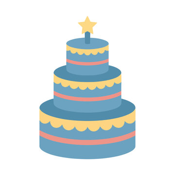 Three Tier Blue Cake with Yellow Star