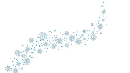 Obraz premium Flowing blue snowflake curve isolated on a white background, ideal for winter themes, festive decorations, greeting cards, and holiday promotions.