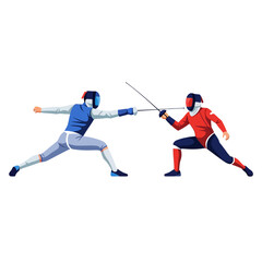 Fototapeta premium Two Fencers Competing, Dynamic Action