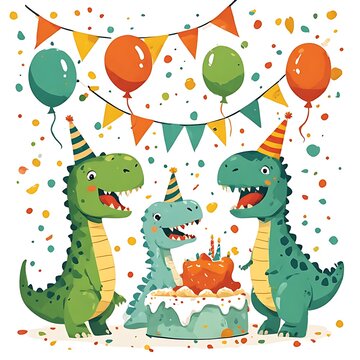 happy birthday card with funny animals dinosour theme