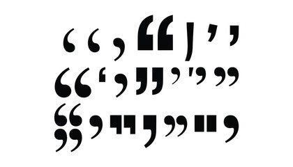 Black quotation marks on white background typography punctuation vector illustration. © Fahimaakter