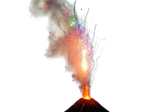 Volcano Eruption with Bright Orange Flames.