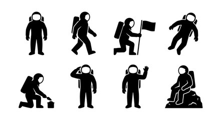 70 Astronaut Icon Set, Space Exploration Vector Graphics, Cosmic Adventure Silhouettes, Science and Discovery Symbols, Astronaut Poses Collection 100 © Victor