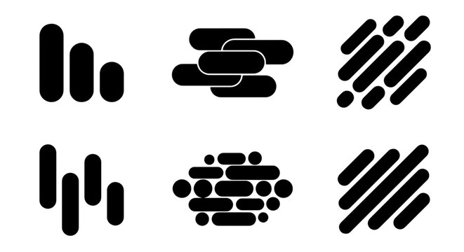 70 Abstract Geometric Shapes, Minimalist Black Icons, Modern Graphic Elements, Set of Rounded Rectangles and Lines for Design 100
