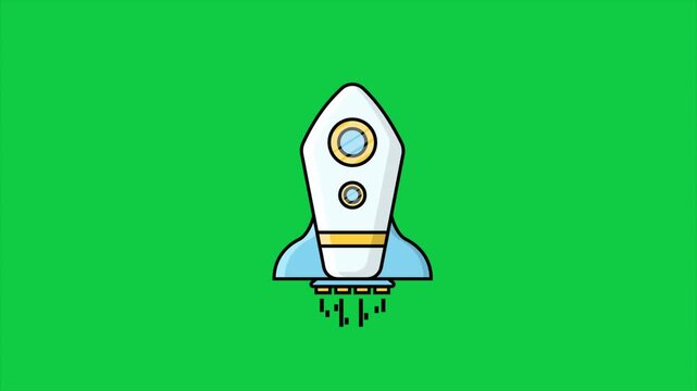 simple colorful flying rocket icon animation