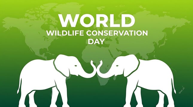 World wildlife conservation day concept graphic with two elephants, elephant