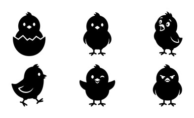 70 Cute Chick Icons Set, Black Silhouette Vector Graphics for Easter and Spring Themes, Adorable Baby Bird Illustrations 100 © Rafsan