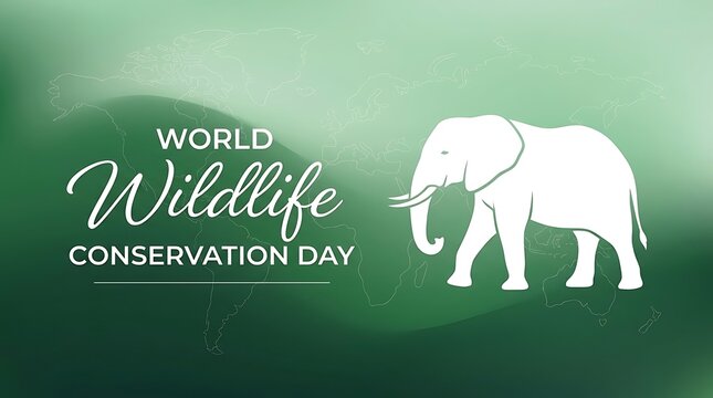 World wildlife conservation day banner with white elephant graphic, elephant