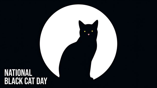 National black cat day promotional banner design with silhouette of feline