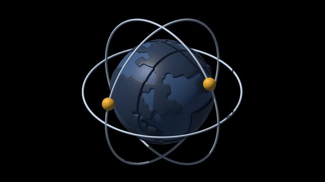 3D isometric globe animation. Global network connection. Global digital technology. Isometric technology. Transparent background with alpha channel
