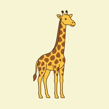 Adorable Whimsical Giraffe Vector Graphic Sweet Savanna Wildlife Character