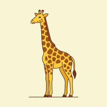 Charming Gentle Giraffe Vector Illustration Exotic Wild Animal Profile Design