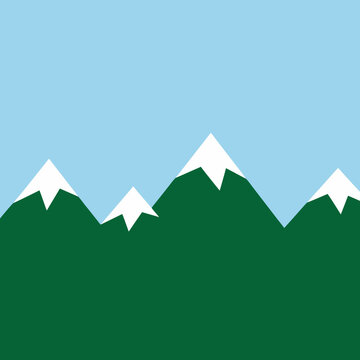 Minimalist Green Mountain Peaks Landscape Flat Vector Background