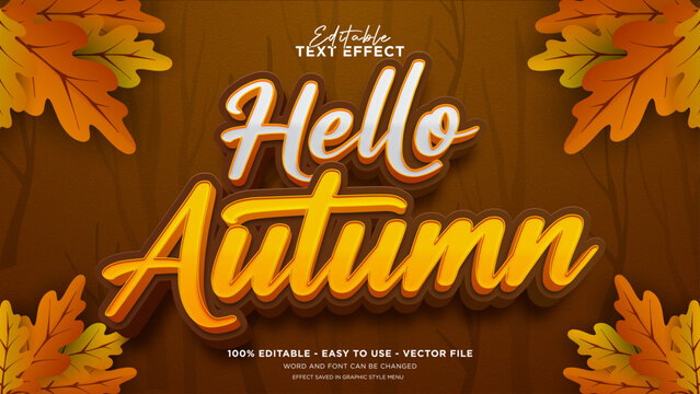Autumn 3d editable text effect, autumn 3d vector