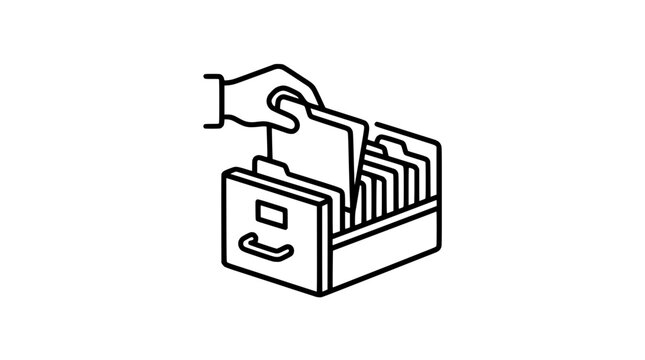 Hand organizing files in a cabinet, document management, data archiving, business organization
