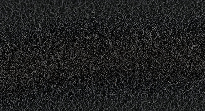 Detailed black texture of synthetic fiber material in an abstract tangled pattern