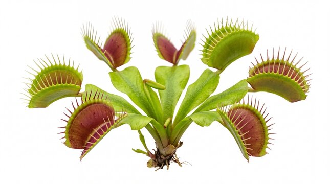 Green venus flytrap plant with open traps