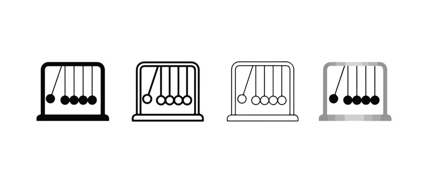 Newton cradle pendulums swinging balls physics demonstration device  educational tool for science and mechanics  four different styles