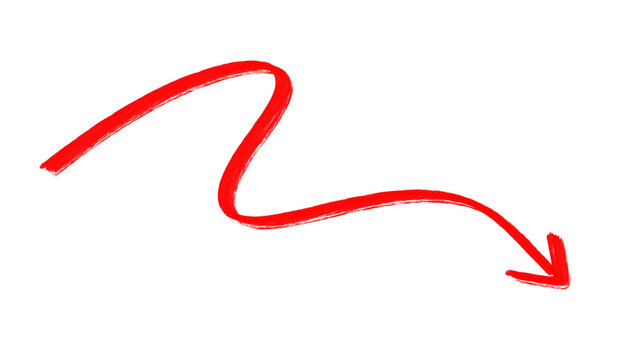 Red wavy squiggle arrow hand drawn sketch mark