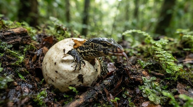 Baby monitor lizard hatching