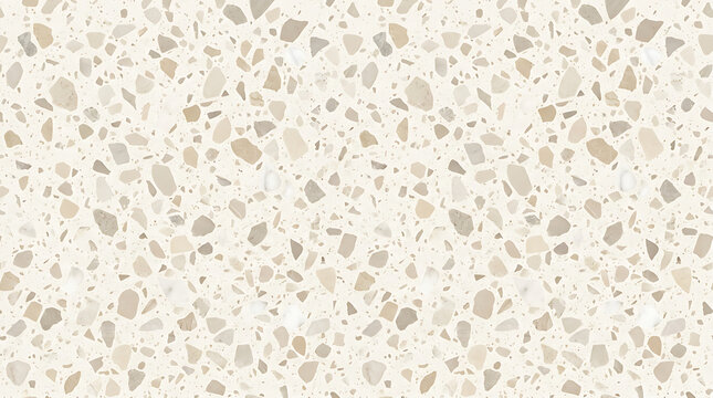 Polished beige terrazzo stone texture with scattered chips background