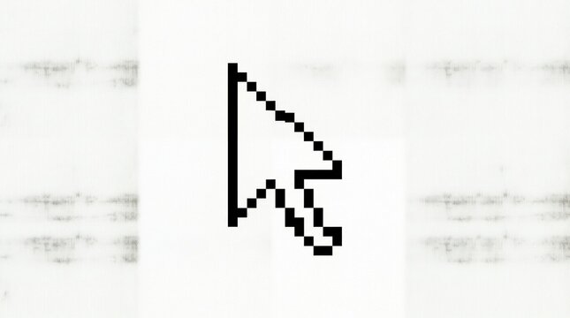 Black pixel mouse cursor arrow icon on digital screen