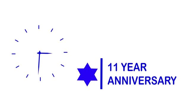 11 year anniversary celebration motion with rotating clock hands on minimalist white background, for corporate milestone, and business event branding