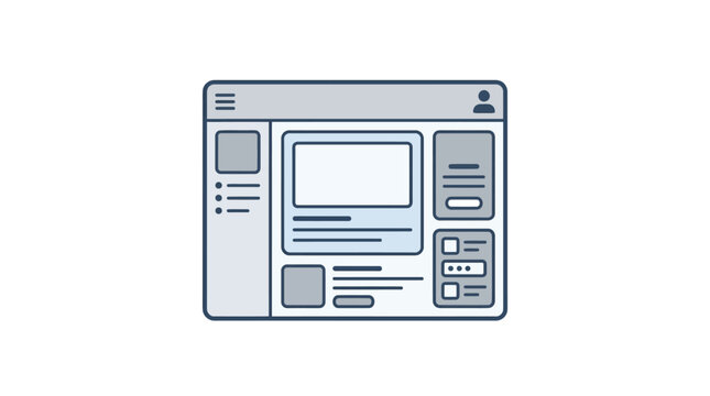 A minimalist vector illustration of a website user interface layout design.