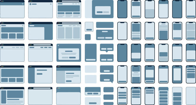Website and mobile application wireframe kit ui.