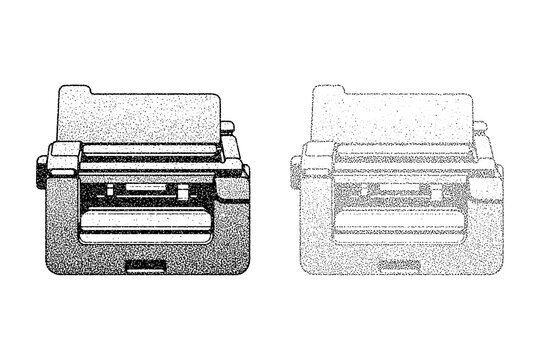 Retro Dot Matrix Printer, Vintage Technology, Office Equipment, Monochrome Design