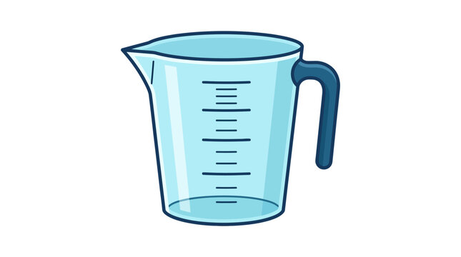 Cartoon measuring cup with markings and a handle