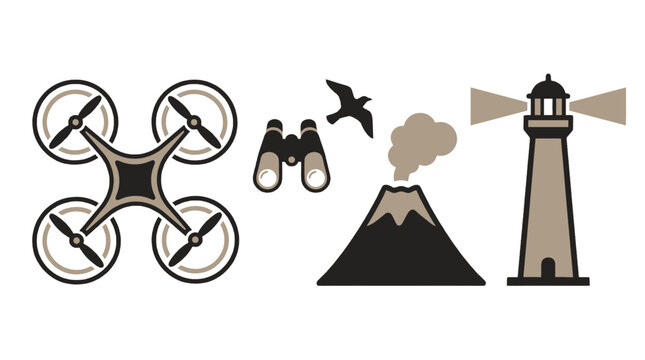 Drone Technology Binoculars Volcano Lighthouse Travel Exploration